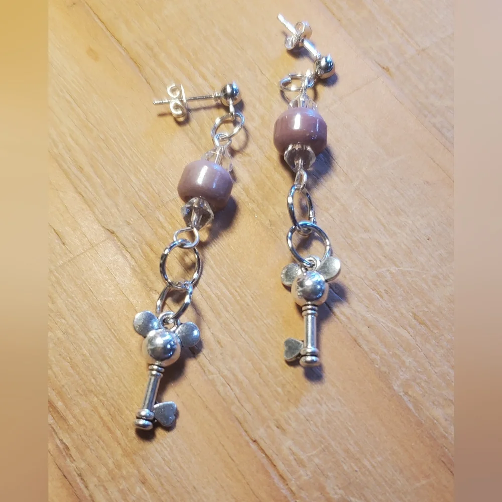 Mickey mouse skeleton key earrings